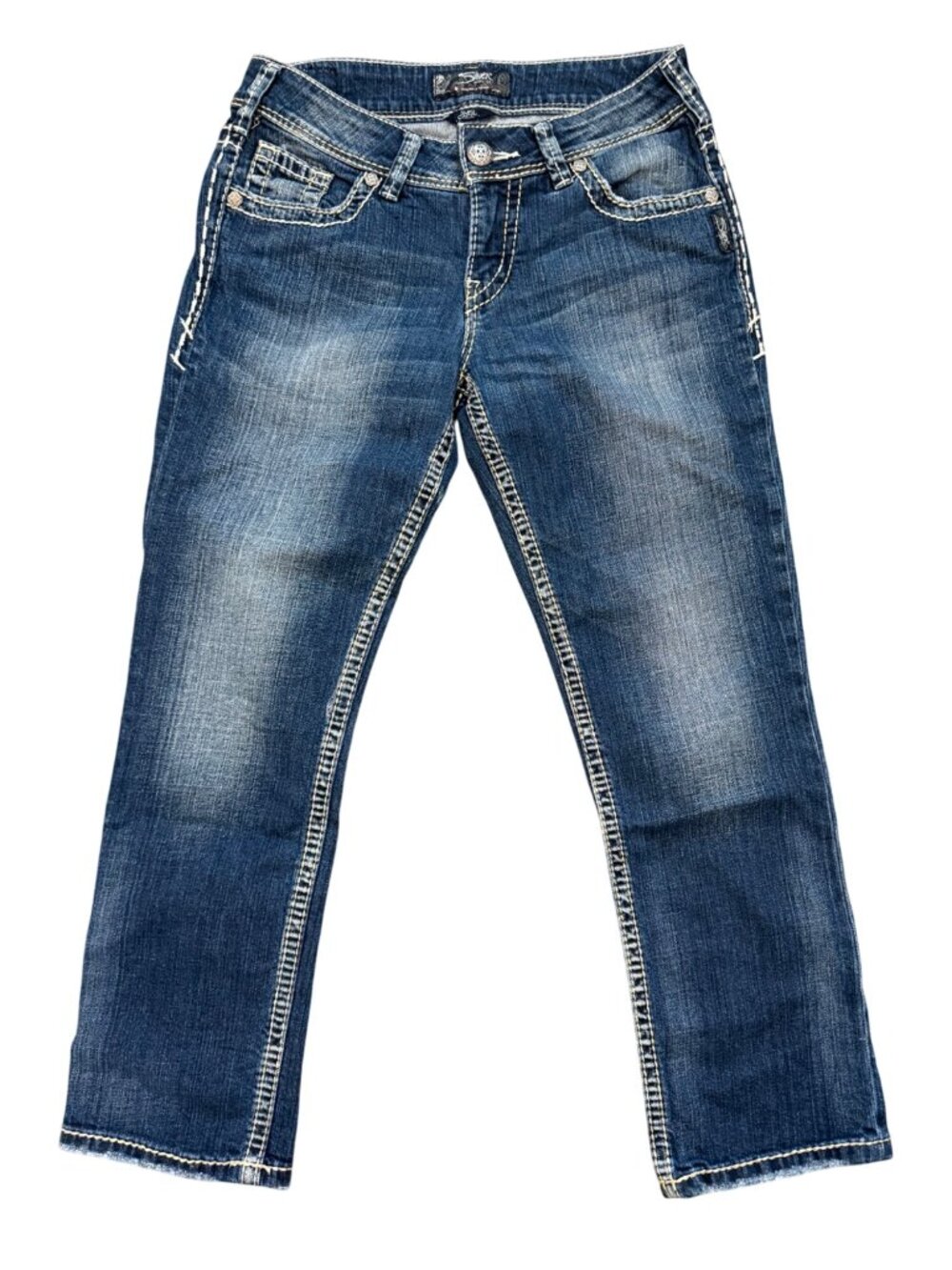 Silver Jeans Co. Womens Suki Capri Stretch Denim Jeans W27 Medium Wash
